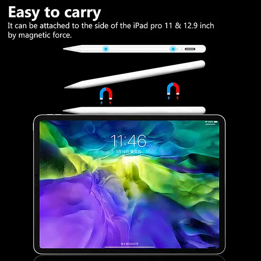 Стилус універсальний Goojodoq Active Magnetic 3 Gen Android iPhone iPad до 2017 Type-C 1.2mm білий - фото 6