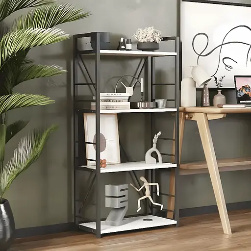 Этажерка 4/60 Ferrum-decor Серии Коннект 120x60x28 черный ДСП Белый 16мм (FRD-104236)