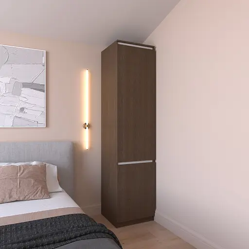 Шкаф пенал Vays R-22 Венге Темный-Белые планки, с полками, ЛДСП, 50×50×211 см - для одежды, белья, хранения, спальня, прихожая