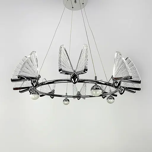 Світлодіодна люстра з 8 метеликами в срібному корпусі | Арт. CA 02/8 CH | Line F - фото 7