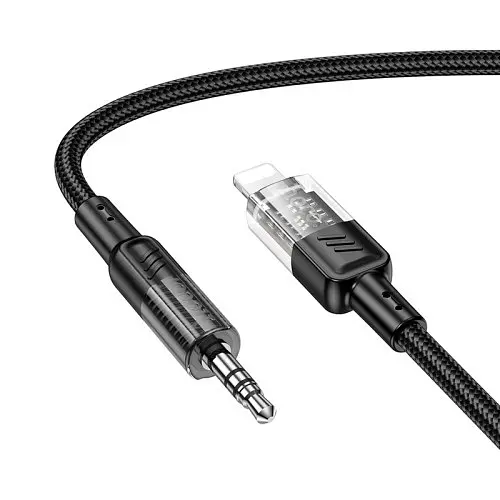 Аудиоадаптер Hoco UPA27 Spirit transparent digital audio conversion cable iP 1.2 м черный - фото 3