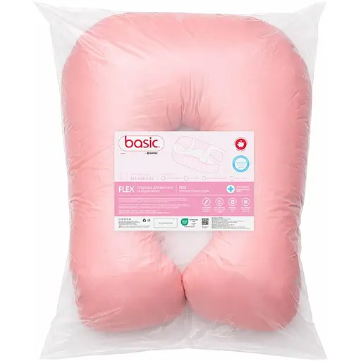 Подушка Sonex Basic Flex для беременных и отдыха П-образная антиаллергенная 135x68x25 розовая (SO102578) - фото 2