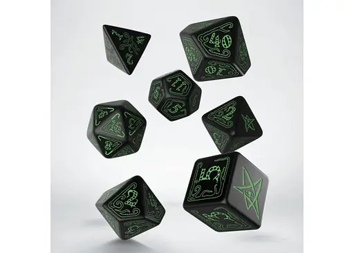 Набір кубиків Call of Cthulhu Black & Green Dice Set , 7 шт. (SCTH02) - фото 2
