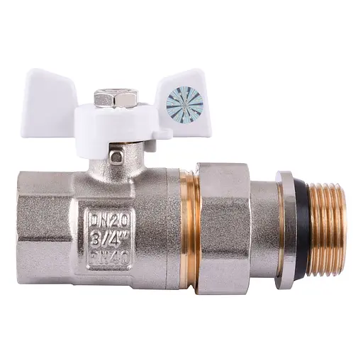 Кран кульовий з американкою Q Professional QP003 PN40 3/4″ антипротікання, Білий метелик - фото 1