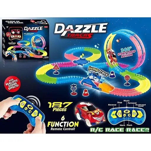 Автотрек 130 на радиоуправлении 187 элементов, свет и звук, длина трека 425 см в коробке - фото 2