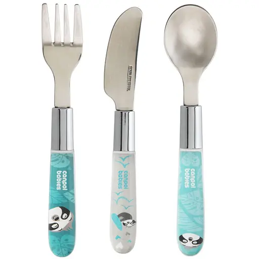 Набор столовых приборов Canpol babies Exotic Animals из нержавеющей стали синий (9/477_blu2)