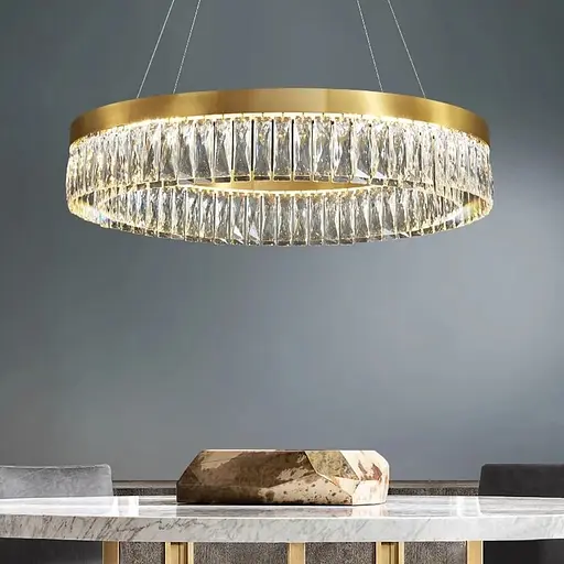 Люстра у латунному кільцевому корпусі з кришталем Ø 80 см | Line F | Арт. MJ310-800 AB - фото 1