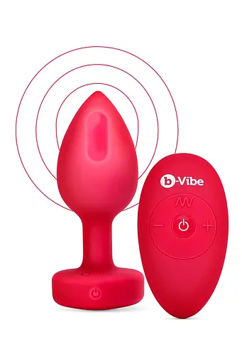 Анальна пробка B-Vibe Vibrating Heart M/L 10.5 см (червоний) - фото 2