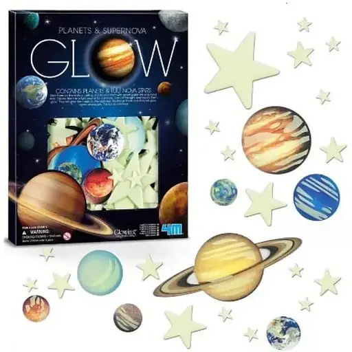 Наклейки, светящиеся в темноте 4M Планеты и 20 звезд Glow planets nova stars 00-05635 Люминесцентные наклейки - фото 1