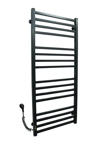 Электрический полотенцесушитель Kosser Велди 1200x600/16 ЕL тайм. Нержавеющая сталь (черный) ДВ03EL, Черный матовый, Левое - фото 1