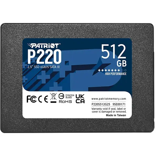 SSD накопичувач Patriot P220 2.5" SATA 512GB (P220S512G25)