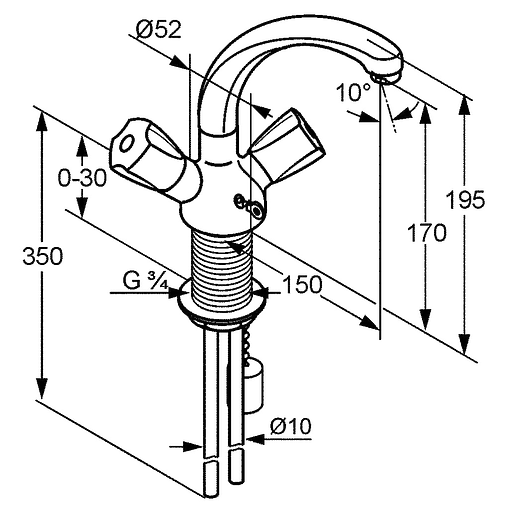 Смеситель для раковины Kludi Standard 210350515 - фото 2