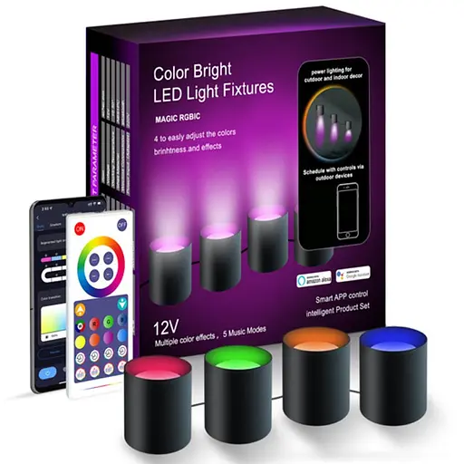 Настінна LED лампа RGB Intelligent wall lamp 4 pcs with Bluetooth European plug with app Black
