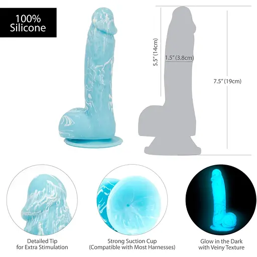 Фалоімітатор Addiction - Luke - 7.5, що світиться у темряві - фото 5