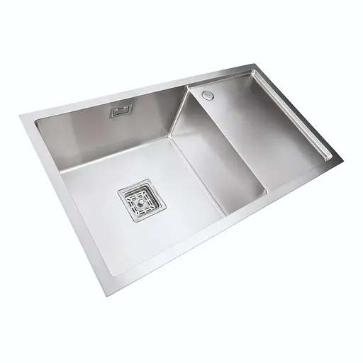 Кухонная мойка Platinum Handmade 780x440x230 L нержавейка (квадратный сифон, 3.0/1.0), Нержавеющая сталь - фото 3