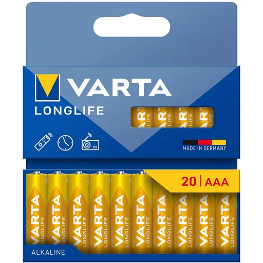 Батарейки Varta Longlife Alkaline AAA 20 шт. (4103101720) - фото 1