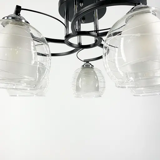 Стельова люстра в чорному корпусі з подвійним плафоном Line.F Кількість ламп 5 - фото 6