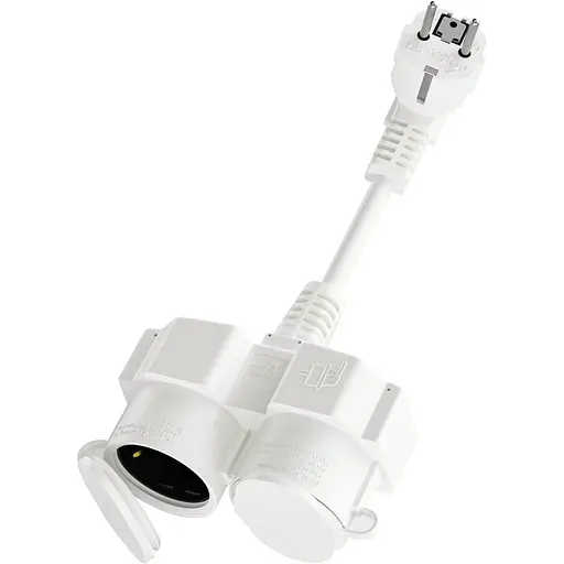 Подовжувач кабелю живлення короткий подвійний штекерний із 2 розетками