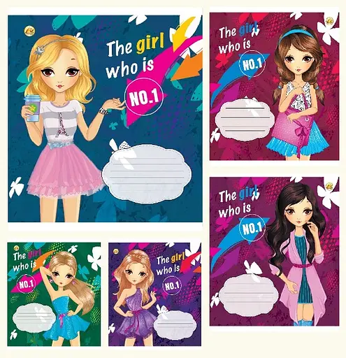 Зошити учнівські 24 аркуша лінія Тверда 32301 Super Girls,20 шт. в упаковці