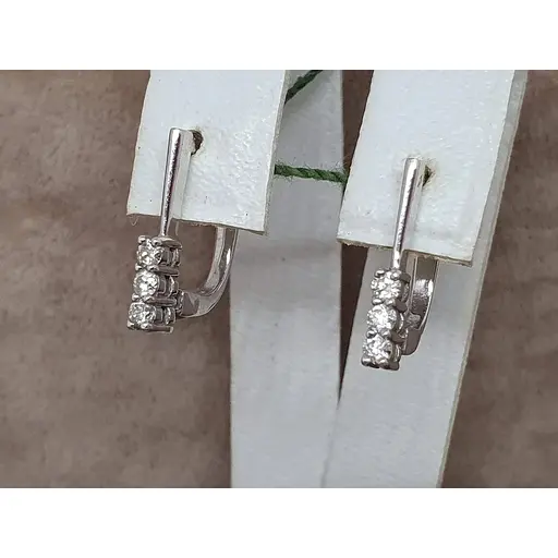 Золоті сережки ЮЗ "Багет" з діамантами. 2812/1 - фото 3