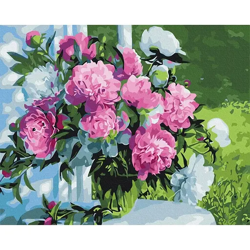 Картина по номерам на підрамнику Brushme Букет піонів в саду - фото 1