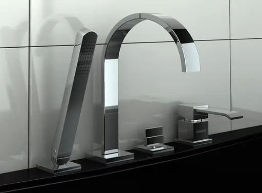 Змішувач на борт ванни Kohlman Axis chrome QB244N Хром - фото 2