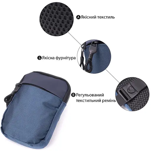Слинг сумка мужская для путешествий из качественного текстиля Vintage 11х15,5х2,5 см sum0027012 - фото 4