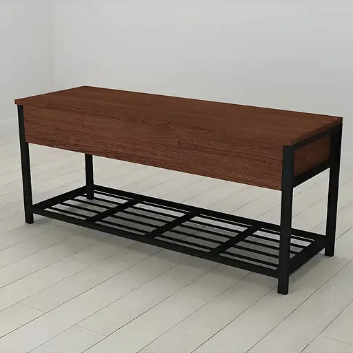 Банкетка з ящиком Ferrum-decor Дрейк 1 550x1000x400 метал Чорний ДСП Венге 16 мм (FRD-105311)