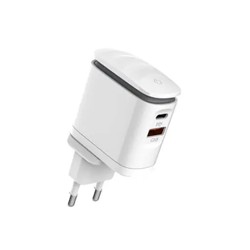 Зарядний пристрій Ldnio A2423C USB/ Type-C QC PD 25W нічник білий + кабель Type-C to Lightning - фото 3