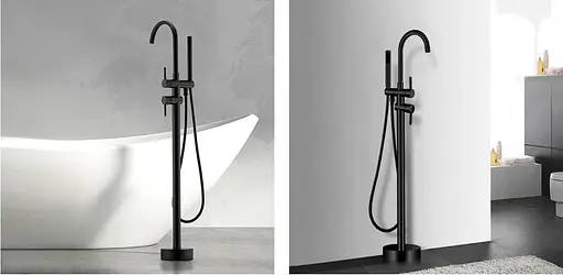 Змішувач для ванни Rea Ortis чорний підлоговий REA-B0232 Чорний - фото 4