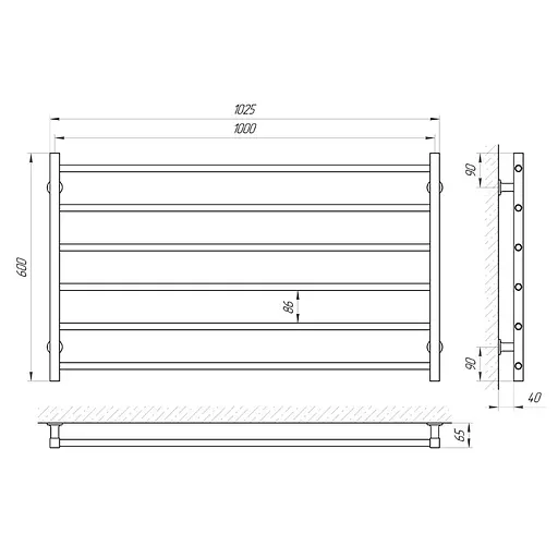 Електрична рушникосушка Laris Зебра Горизонт ЧК6 1000x600 Е 77700080 - фото 3
