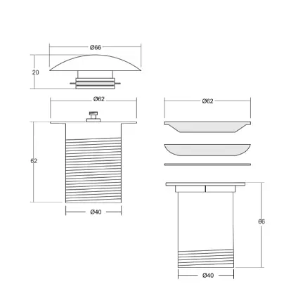Донний клапан для умивальника Corsan click-clack white без переливу MU03WH, Білий - фото 2