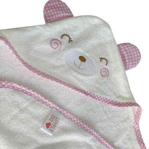 Полотенце бамбук/махра Lovely Svi детское с капюшоном в подарочной коробке - 90 х 90 см Розовая окантовка (8692695)