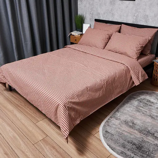 Комплект постільної білизни Moon&Star Бязь Gold Люкс Autumn Stripes King Size 220x240 наволочки 4х70х70 - фото 1