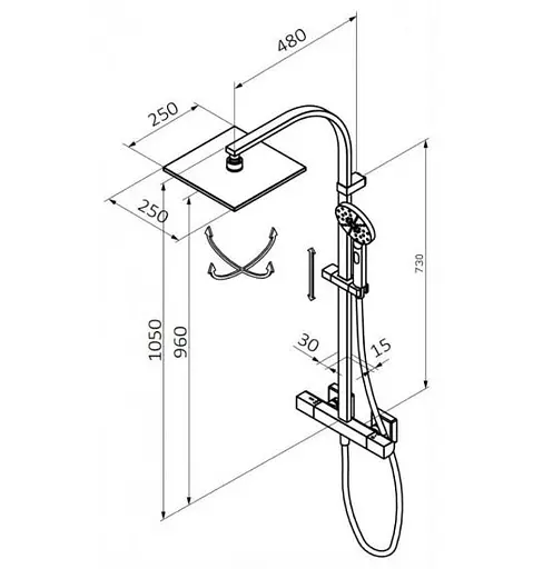 Душевая система с термостатом GRB Kala 60449601, Черный - фото 2
