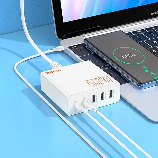 Зарядное устройство адаптер 5 портов HOCO Vision five-port charger C114A 65 вт - фото 7