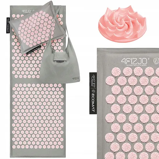 Коврик акупунктурный с подушкой 4FIZJO Eco Mat XL Аппликатор Кузнецова 4FJ0515 Grey/Pink (P-5907739313607) - фото 1