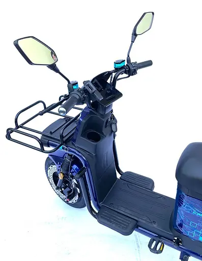 Електроскутер Вантажний з двома великими багажниками Crosser SUPER MAX 1200W | 60V30AH Li-Fe | USB зарядка Синій - фото 9