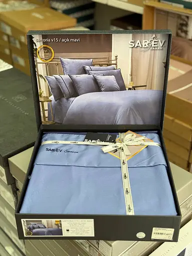 Постільна білизна Sartoria Acik Mavi Сатин Преміум (на замовлення) Sarev pbe0051696 - фото 2