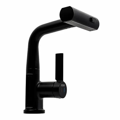 Смеситель для кухни Platinum с выдвижным изливом и индикатором A242 черный - фото 1