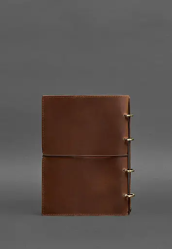 Кожаный блокнот А5 на кольцах (софт-бук) 9.0 в мягкой светло-коричневой обложке. - фото 6