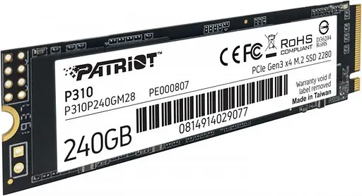 SSD накопичувач 240GB Patriot P310 M.2 2280 PCIe NVMe 3.0 x4 TLC (P310P240GM28) - фото 2