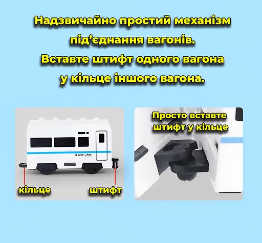 Іграшковий поїзд. Довжина 62 см. З фарою та реалістичним звуком. На батарейках. Для дітей від 3 років - фото 7
