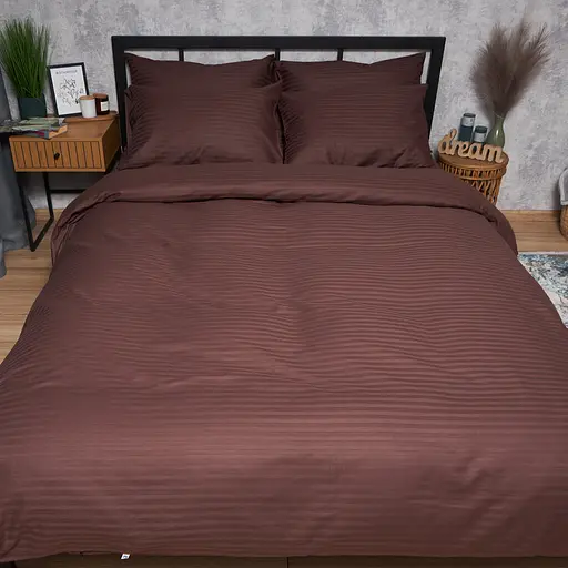 Пододеяльник Moon&Star Satin Stripe Warm Espresso King Size 220x240 см - фото 2
