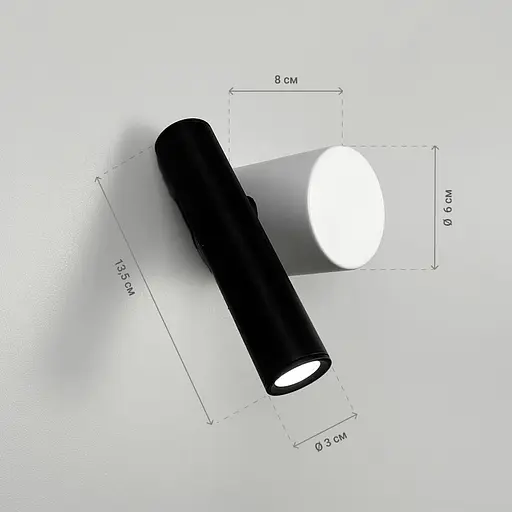 Бра зі спотом у чорно-білому корпусі 14х9 см Line F Арт. B326/1 BK|WT - фото 2