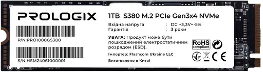 SSD M.2 накопичувач Prologix S380 1TB (PRO1000GS380)