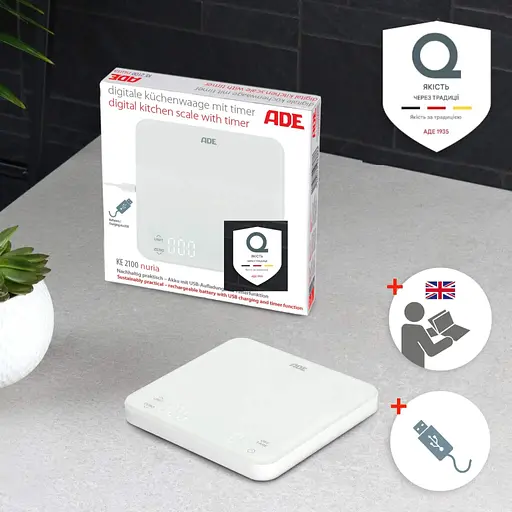 Ваги кухонні ADE KE 2100 з функцією таймера та USB-зарядкою (KE2100) - фото 9