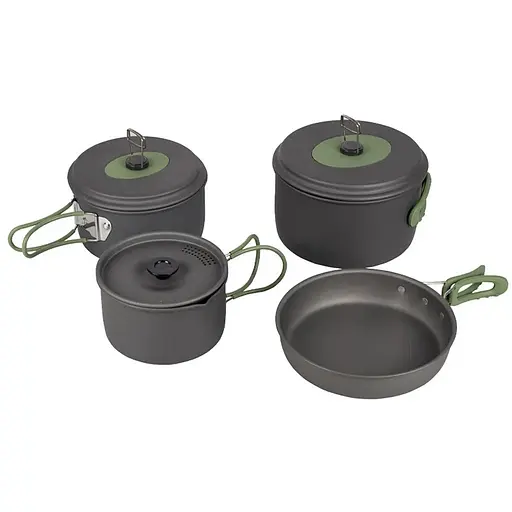 Набір посуду Bo-Camp Explorer 4 Pieces 19 Hard Anodized Grey/Green (2200241) (DAS302733) - фото 1