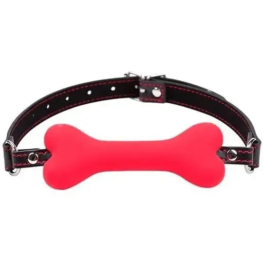 Кляп Собача кістка для BDSM та рольових ігор 12 см червоний K0164-1 - фото 1