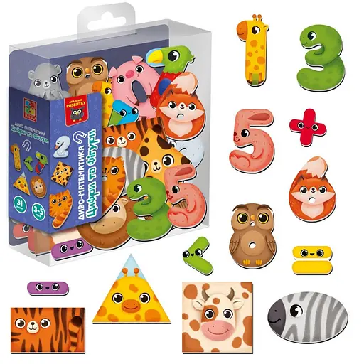 Детская развивающая магнитная игра "Чудо-математика. Цифры и фигуры" Vladi Toys VT5411-19 31 магнит - фото 3